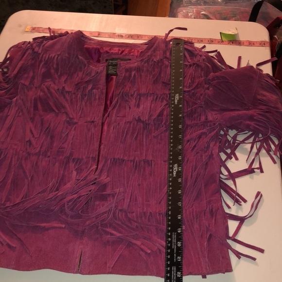 DEVINE & PROSPER size medium pink suede fringe jacket - Picture 8 of 16